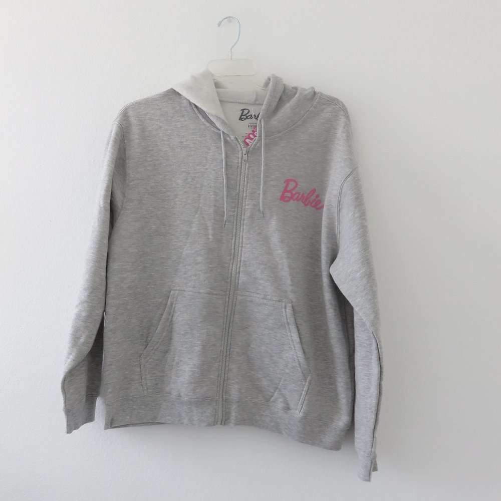 (#L-1) Barbie Hooded Zip Up Grey Jacket “1959 California Barbie”.